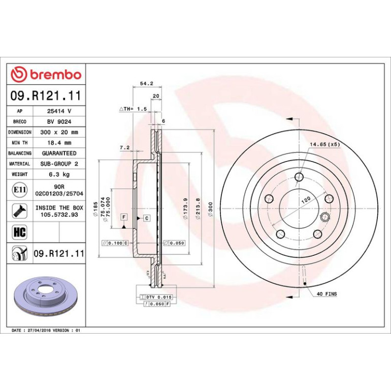 Bremsscheibe 09.R121.11