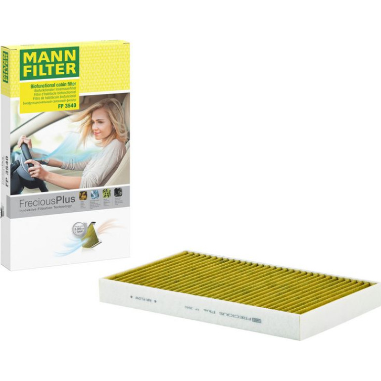 MANN-FILTER FP 3540 Innenraumfilter FreciousPlus Aktivkohlefilter mit Polyphenol, antibakteriell, Feinstaubfilter (PM 2.5)