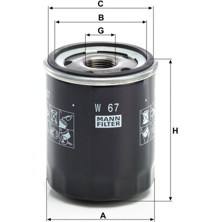 MANN-FILTER W 67 Ölfilter M 20 X 1.5, mit einem Rücklaufsperrventil, Anschraubfilter MANN-FILTER W 67 Ölfilter M 20 X 1.5, mit einem Rücklaufsperrventil, Anschraubfilter