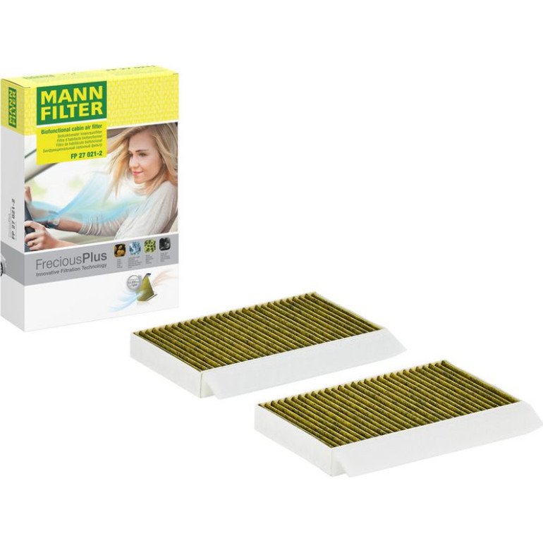 MANN-FILTER FP 27 021-2 Innenraumfilter FreciousPlus Aktivkohlefilter mit Polyphenol, antibakteriell, Feinstaubfilter (PM 2.5) MANN-FILTER FP 27 021-2 Innenraumfilter FreciousPlus Aktivkohlefilter mit Polyphenol, antibakteriell, Feinstaubfilter (PM 2.5)