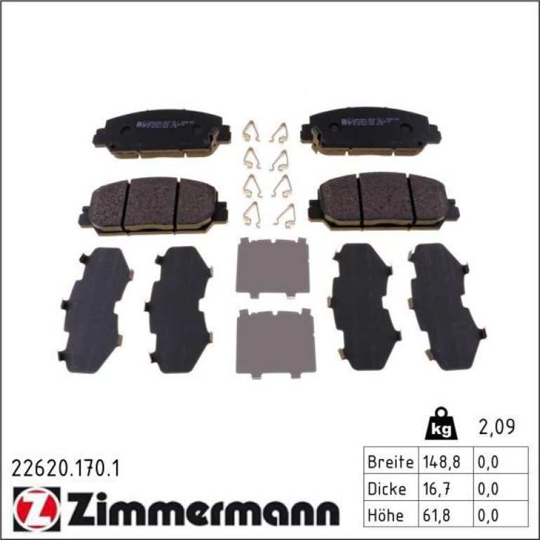 Bremsbelagsatz, Scheibenbremse 22620.170.1 Bremsbelagsatz, Scheibenbremse 22620.170.1