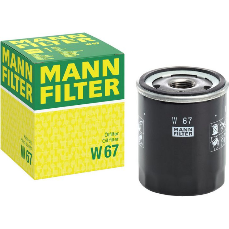 MANN-FILTER W 67 Ölfilter M 20 X 1.5, mit einem Rücklaufsperrventil, Anschraubfilter MANN-FILTER W 67 Ölfilter M 20 X 1.5, mit einem Rücklaufsperrventil, Anschraubfilter