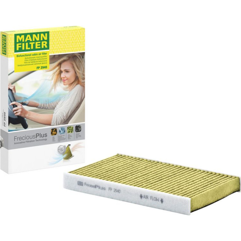 MANN-FILTER FP 2940 Innenraumfilter FreciousPlus Aktivkohlefilter mit Polyphenol, antibakteriell, Feinstaubfilter (PM 2.5) MANN-FILTER FP 2940 Innenraumfilter FreciousPlus Aktivkohlefilter mit Polyphenol, antibakteriell, Feinstaubfilter (PM 2.5)