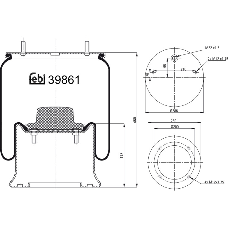 FEBI BILSTEIN 39861 Federbalg, Luftfederung FEBI BILSTEIN 39861 Federbalg, Luftfederung