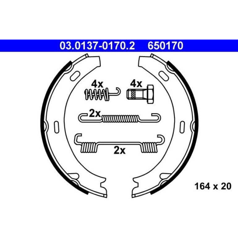 ATE 03.0137-0170.2 Bremsbackensatz, Feststellbremse mit Zubehör ATE 03.0137-0170.2 Bremsbackensatz, Feststellbremse mit Zubehör