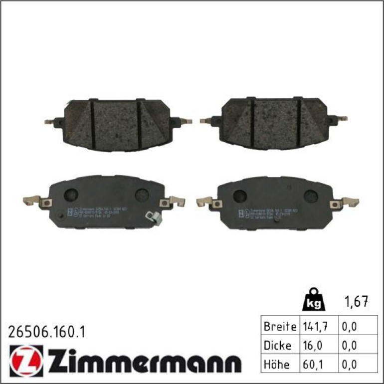 Bremsbelagsatz, Scheibenbremse 26506.160.1 Bremsbelagsatz, Scheibenbremse 26506.160.1