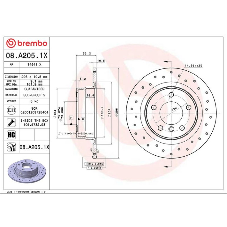 Bremsscheibe 08.A205.1X
