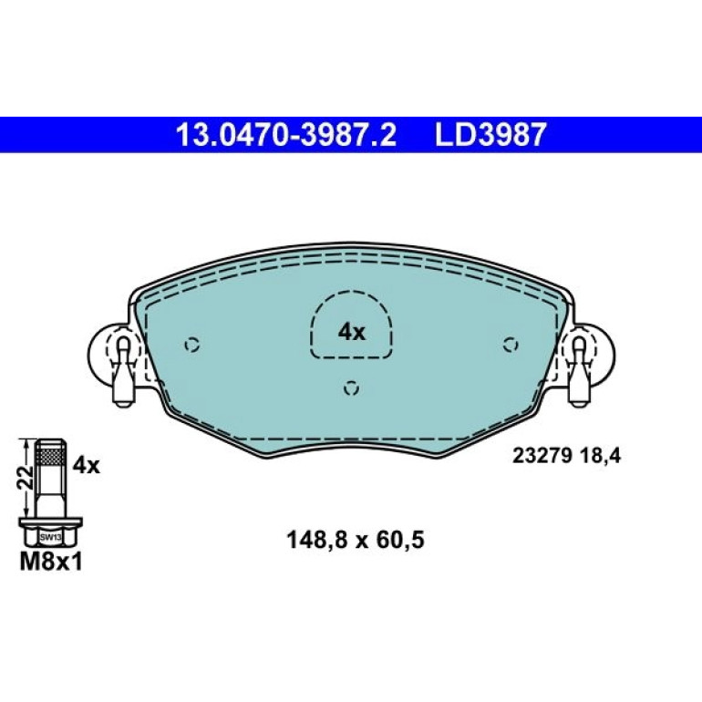 Bremsbelagsatz, Scheibenbremse 13.0470-3987.2 Bremsbelagsatz, Scheibenbremse 13.0470-3987.2