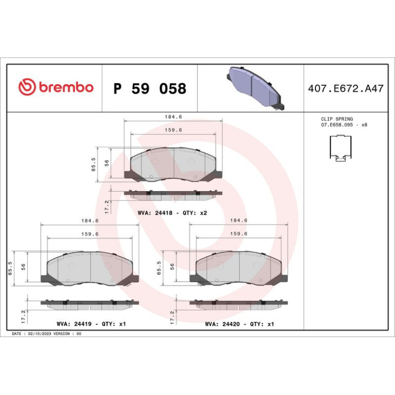 Bremsbelagsatz, Scheibenbremse P 59 058