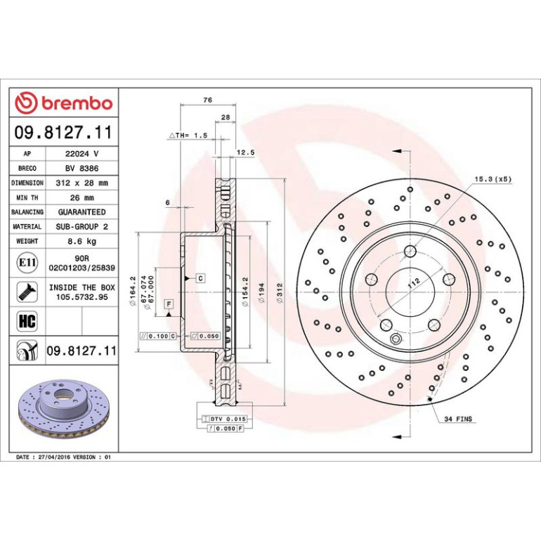 Bremsscheibe 09.8127.11
