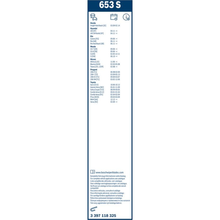 BOSCH 653 S Scheibenwischer Twin 3 397 118 325 BOSCH 653 S Scheibenwischer Twin 3 397 118 325