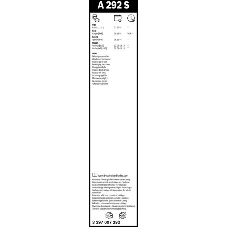 BOSCH A 292 S Scheibenwischer Aerotwin 3 397 007 292 BOSCH A 292 S Scheibenwischer Aerotwin 3 397 007 292