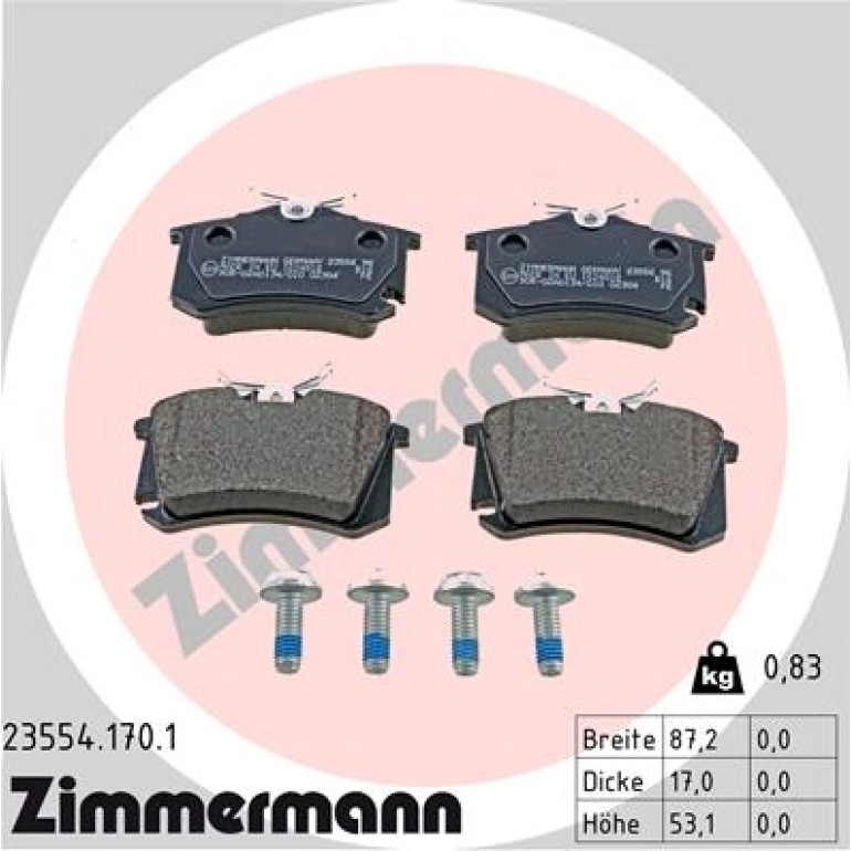 ZIMMERMANN BREMSSCHEIBEN Ø253 + BREMSBELÄGE HINTEN FÜR VW GOLF 5 6 AUDI A3 ZIMMERMANN BREMSSCHEIBEN Ø253 + BREMSBELÄGE HINTEN FÜR VW GOLF 5 6 AUDI A3
