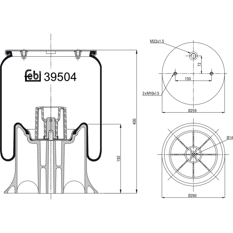 FEBI BILSTEIN 39504 Federbalg, Luftfederung FEBI BILSTEIN 39504 Federbalg, Luftfederung