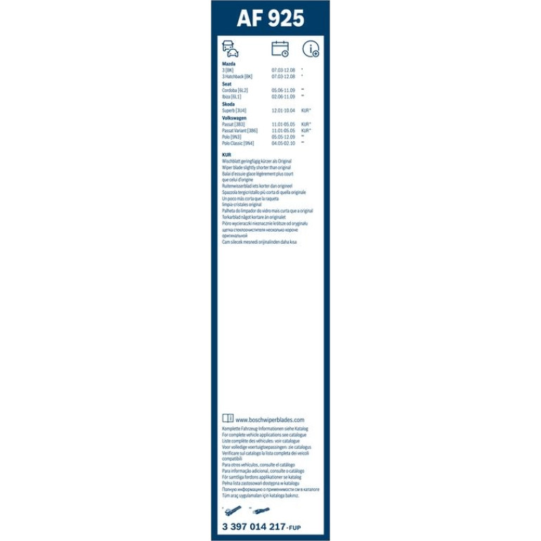 BOSCH AF 925 Scheibenwischer Aerofit 3 397 014 217