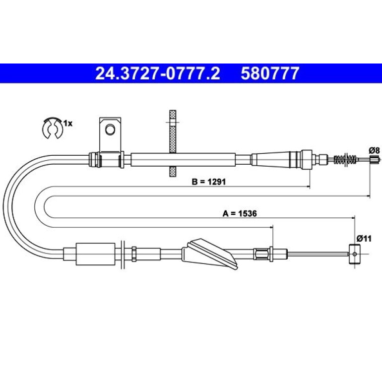 Seilzug, Feststellbremse 24.3727-0777.2 Seilzug, Feststellbremse 24.3727-0777.2