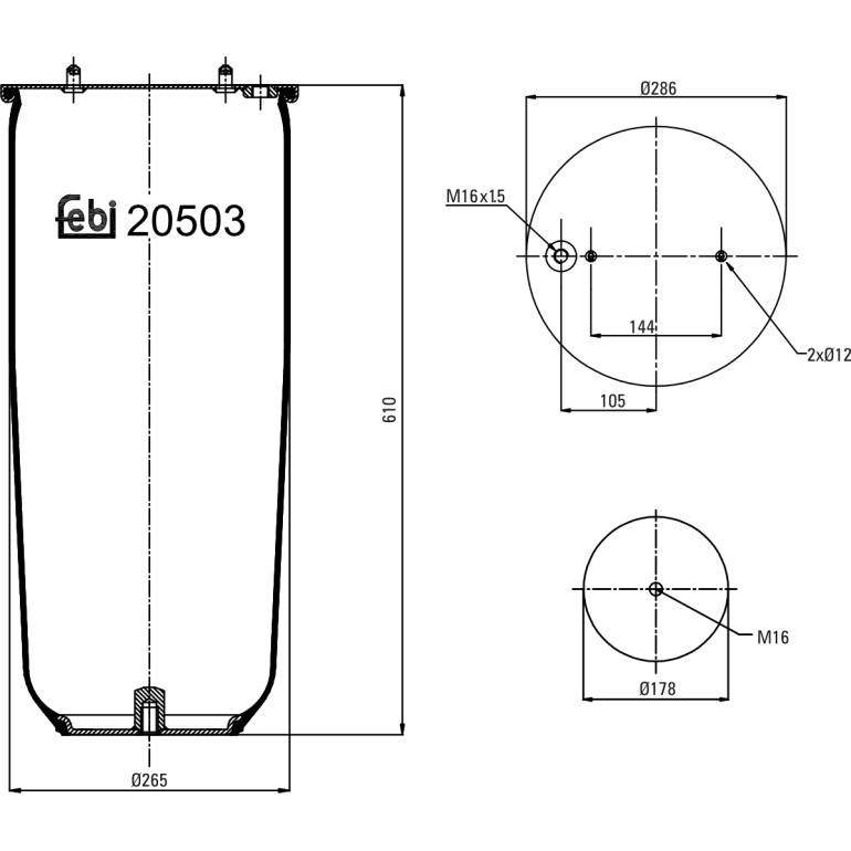 FEBI BILSTEIN 20503 Federbalg, Luftfederung FEBI BILSTEIN 20503 Federbalg, Luftfederung