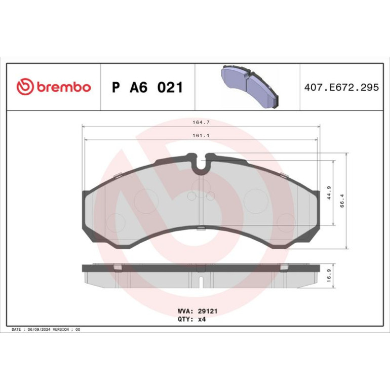 Bremsbelagsatz, Scheibenbremse P A6 021 Bremsbelagsatz, Scheibenbremse P A6 021