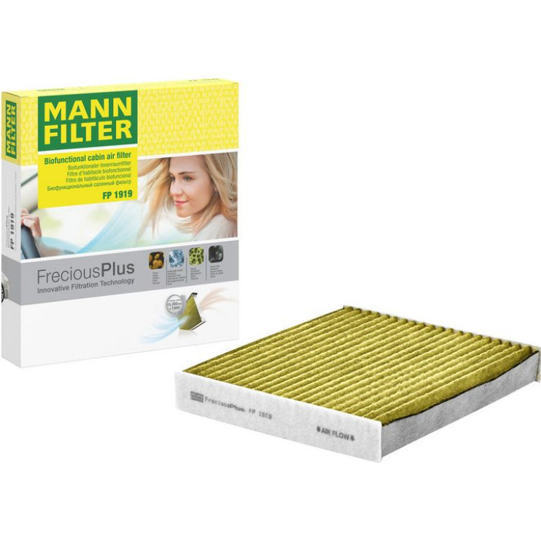 MANN-FILTER FP 1919 Innenraumfilter FreciousPlus Aktivkohlefilter mit Polyphenol, antibakteriell, Feinstaubfilter (PM 2.5) MANN-FILTER FP 1919 Innenraumfilter FreciousPlus Aktivkohlefilter mit Polyphenol, antibakteriell, Feinstaubfilter (PM 2.5)
