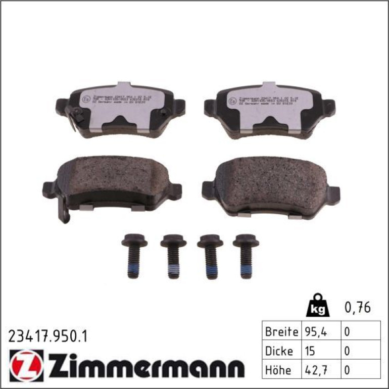 Bremsbelagsatz, Scheibenbremse 23417.950.1 Bremsbelagsatz, Scheibenbremse 23417.950.1