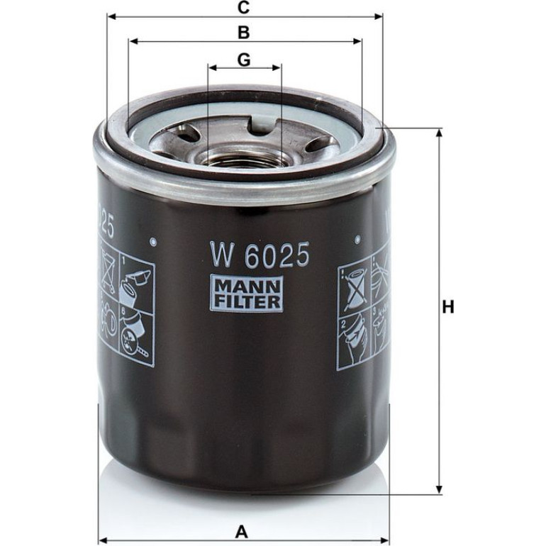 MANN-FILTER W 6025 Ölfilter M20x1.5, mit einem Rücklaufsperrventil, Anschraubfilter MANN-FILTER W 6025 Ölfilter M20x1.5, mit einem Rücklaufsperrventil, Anschraubfilter