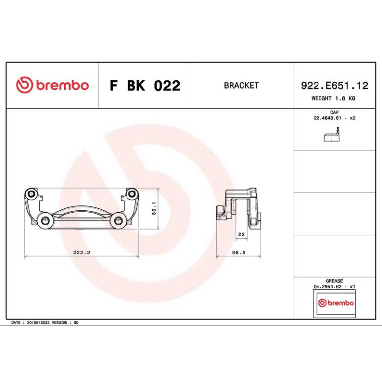 Bremssattelhaltersatz F BK 022