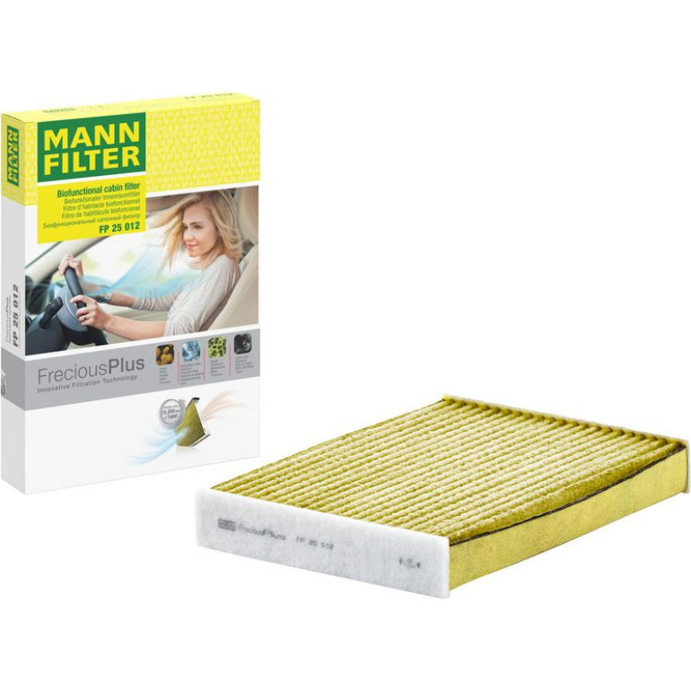 MANN-FILTER FP 25 012 Innenraumfilter FreciousPlus Aktivkohlefilter mit Polyphenol, antibakteriell, Feinstaubfilter (PM 2.5)