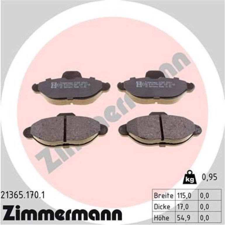 Bremsbelagsatz, Scheibenbremse 21365.170.1 Bremsbelagsatz, Scheibenbremse 21365.170.1