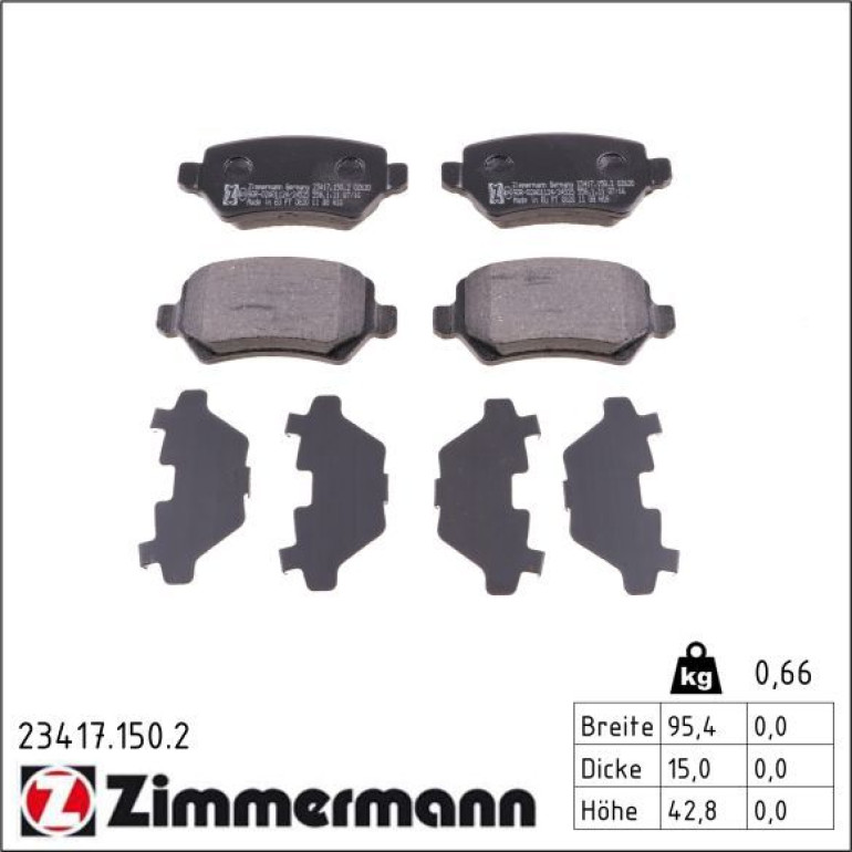 Bremsbelagsatz, Scheibenbremse 23417.150.2 Bremsbelagsatz, Scheibenbremse 23417.150.2