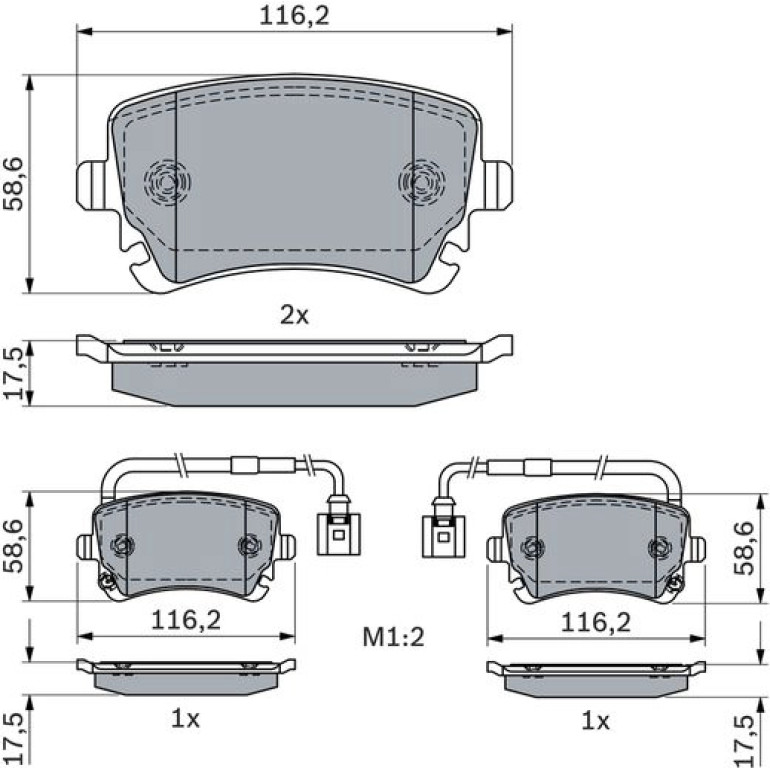Bremsbelagsatz, Scheibenbremse 0 986 424 057