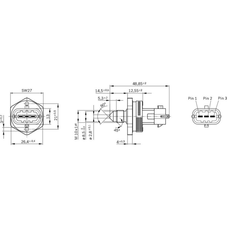 Sensor, Kraftstoffdruck 0 261 545 053