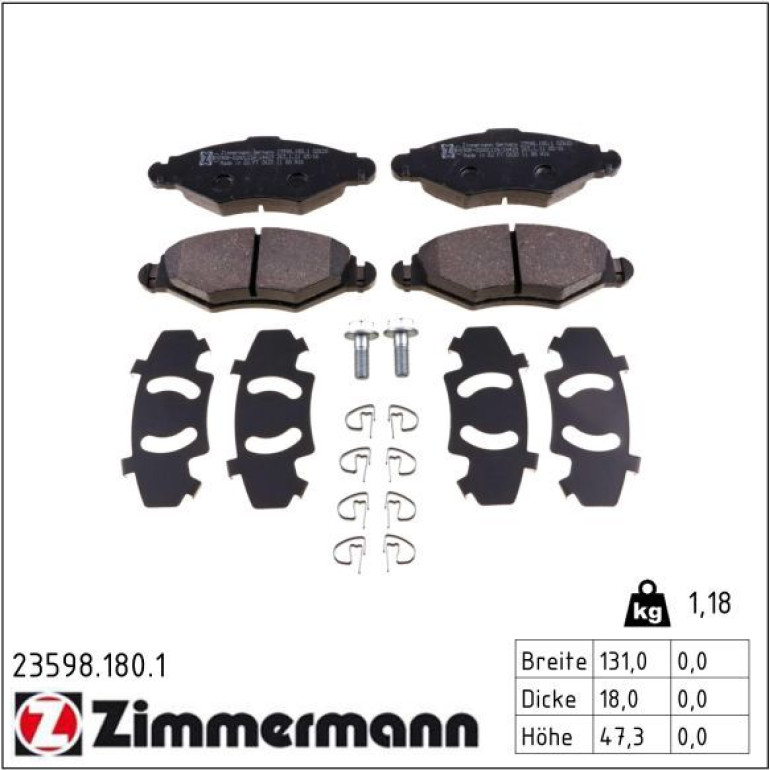 Bremsbelagsatz, Scheibenbremse 23598.180.1 Bremsbelagsatz, Scheibenbremse 23598.180.1