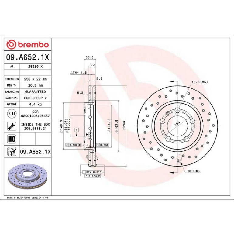Bremsscheibe 09.A652.1X Bremsscheibe 09.A652.1X