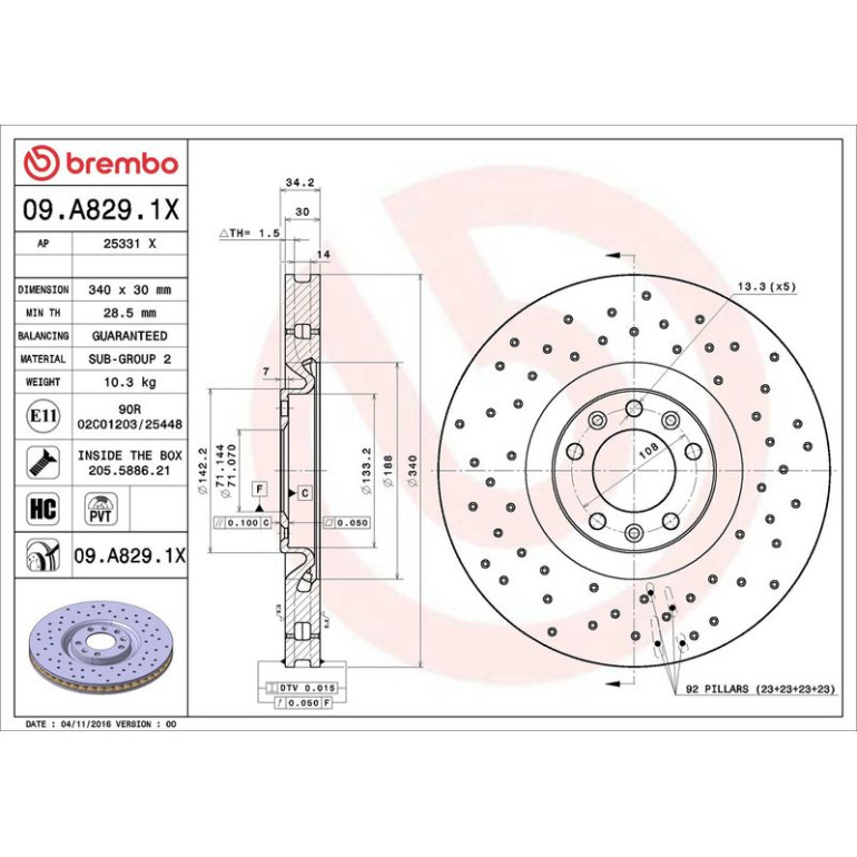 Bremsscheibe 09.A829.1X Bremsscheibe 09.A829.1X