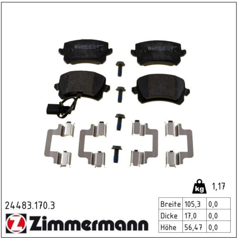 Bremsbelagsatz, Scheibenbremse 24483.170.3 Bremsbelagsatz, Scheibenbremse 24483.170.3