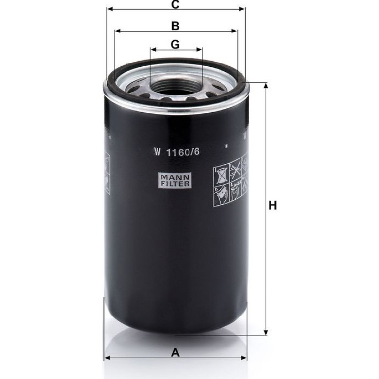 Filter, Arbeitshydraulik W 1160/6 Filter, Arbeitshydraulik W 1160/6