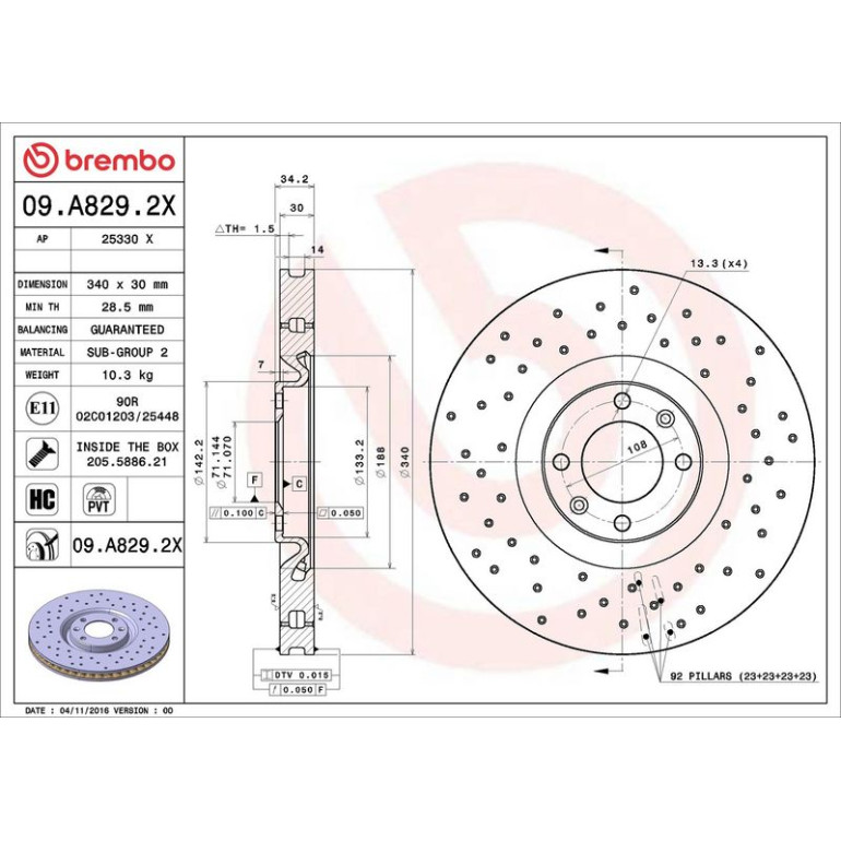 Bremsscheibe 09.A829.2X Bremsscheibe 09.A829.2X
