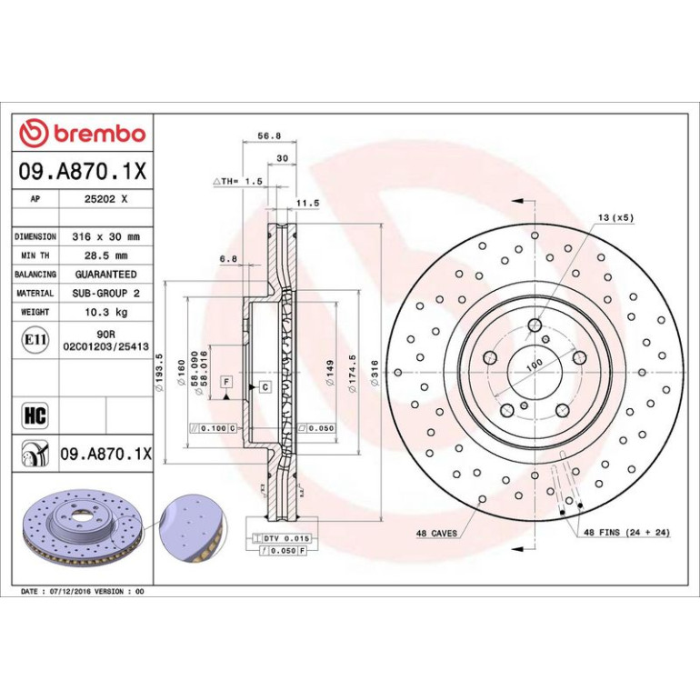 Bremsscheibe 09.A870.1X Bremsscheibe 09.A870.1X