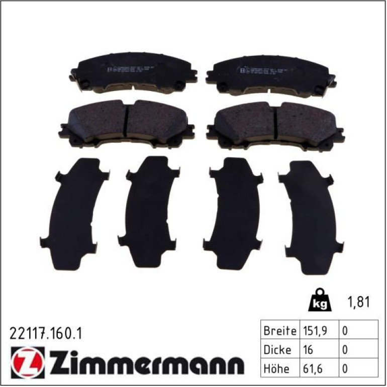 Bremsbelagsatz, Scheibenbremse 22117.160.1 Bremsbelagsatz, Scheibenbremse 22117.160.1