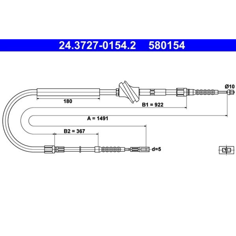 Seilzug, Feststellbremse 24.3727-0154.2 Seilzug, Feststellbremse 24.3727-0154.2