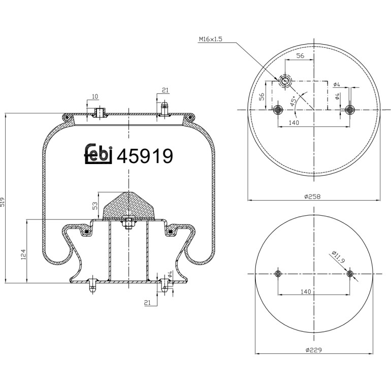 FEBI BILSTEIN 45919 Federbalg, Luftfederung