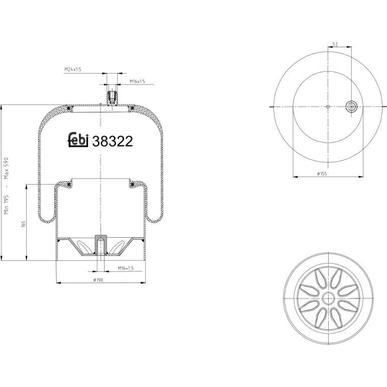 FEBI BILSTEIN 38322 Federbalg, Luftfederung FEBI BILSTEIN 38322 Federbalg, Luftfederung
