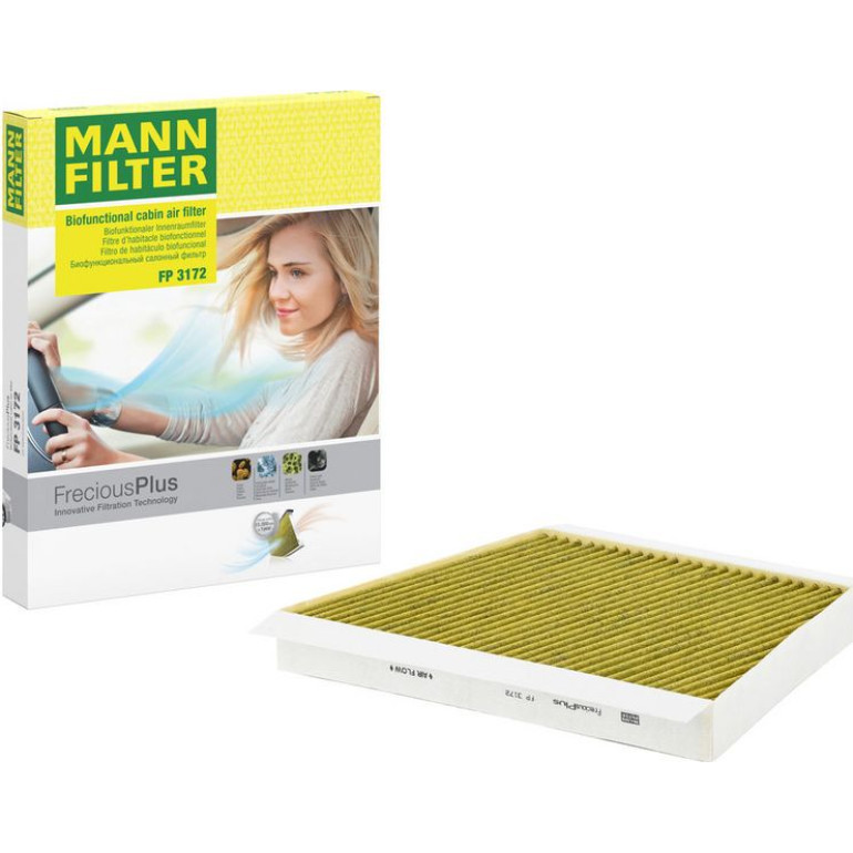 MANN-FILTER FP 3172 Innenraumfilter FreciousPlus Aktivkohlefilter mit Polyphenol, antibakteriell, Feinstaubfilter (PM 2.5)
