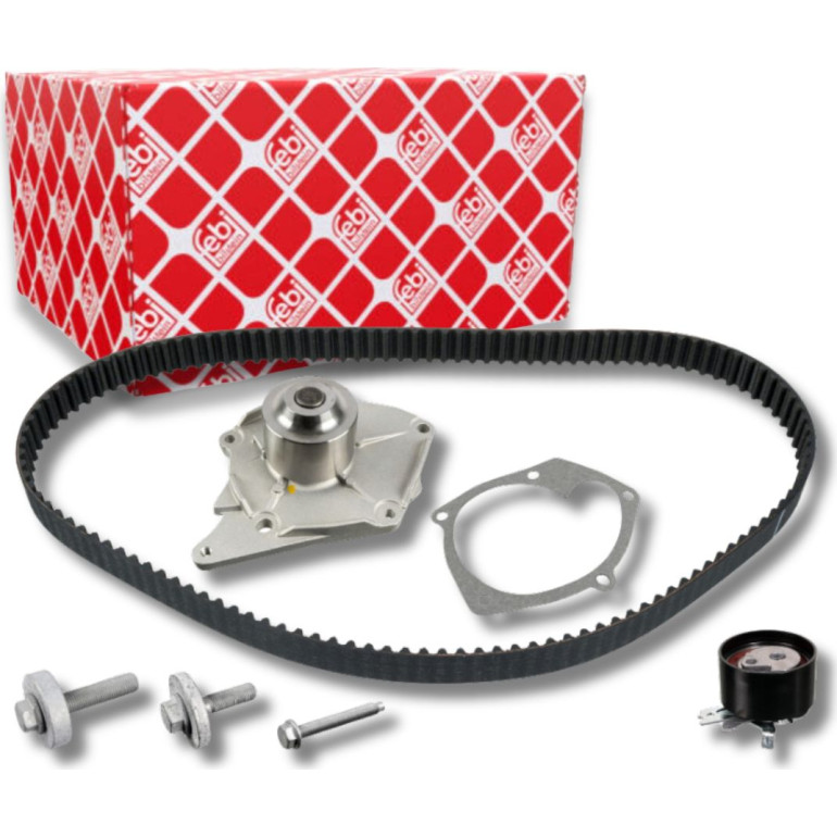 FEBI BILSTEIN 32731 Wasserpumpe + Zahnriemensatz 123 Zähne, 27mm, mit abgerundetem Zahnprofil, Metall FEBI BILSTEIN 32731 Wasserpumpe + Zahnriemensatz 123 Zähne, 27mm, mit abgerundetem Zahnprofil, Metall