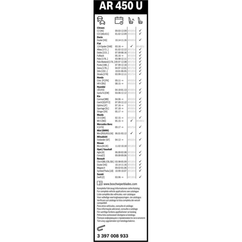BOSCH AR 45 N Scheibenwischer Aerotwin Retro 3 397 008 933 BOSCH AR 45 N Scheibenwischer Aerotwin Retro 3 397 008 933