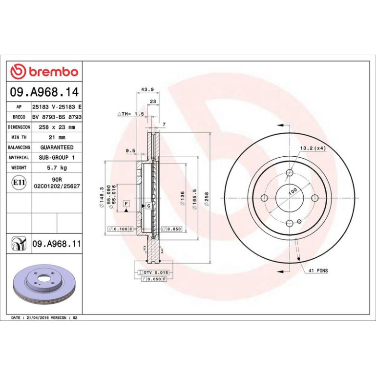 Bremsscheibe 09.A968.11 Bremsscheibe 09.A968.11