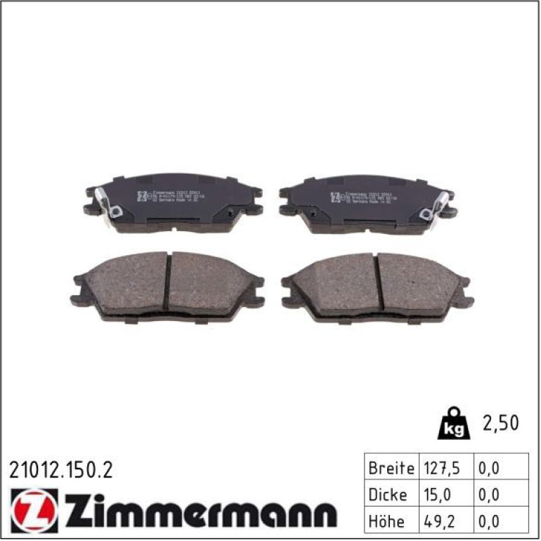 Bremsbelagsatz, Scheibenbremse 21012.150.2 Bremsbelagsatz, Scheibenbremse 21012.150.2