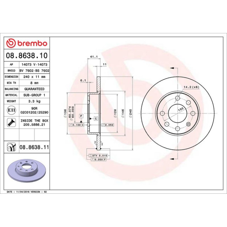 Bremsscheibe 08.8638.11