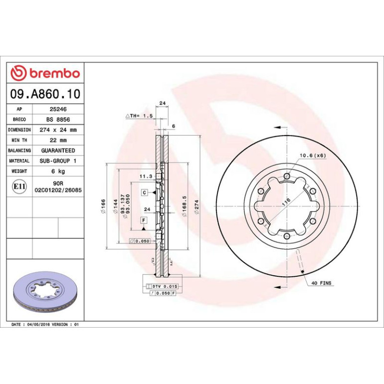 Bremsscheibe 09.A860.10