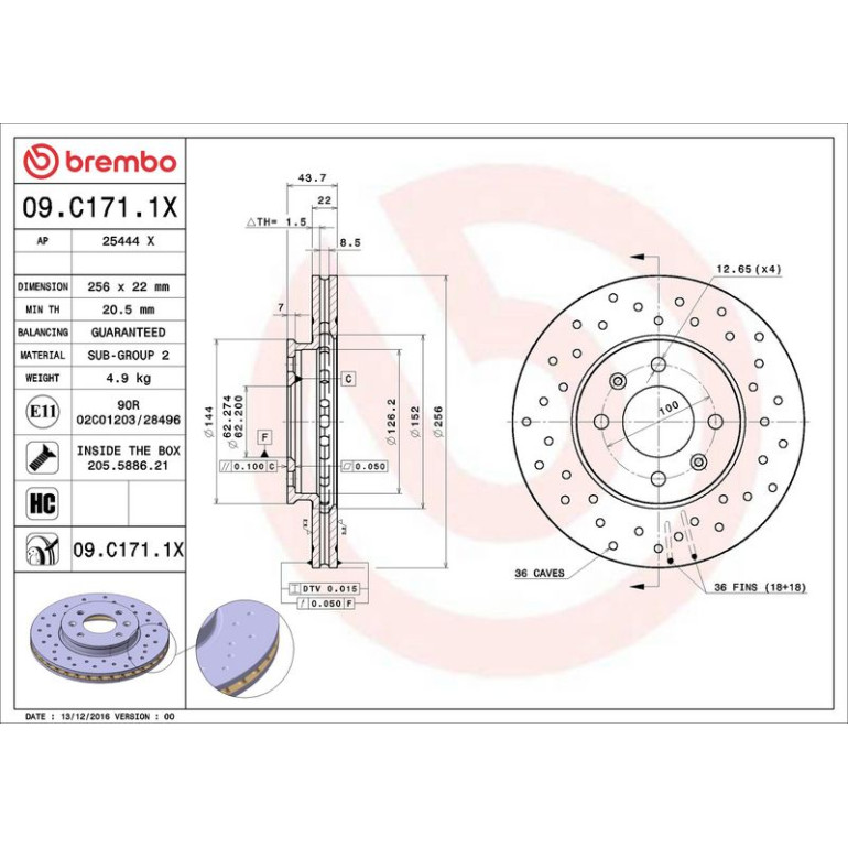 Bremsscheibe 09.C171.1X Bremsscheibe 09.C171.1X